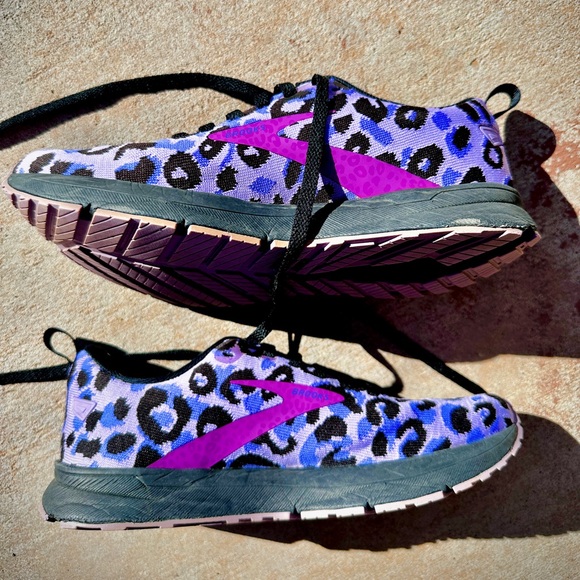 Brooks Women's Purple Leopard Print Revel Athletic Shoes - Picture 6 of 9